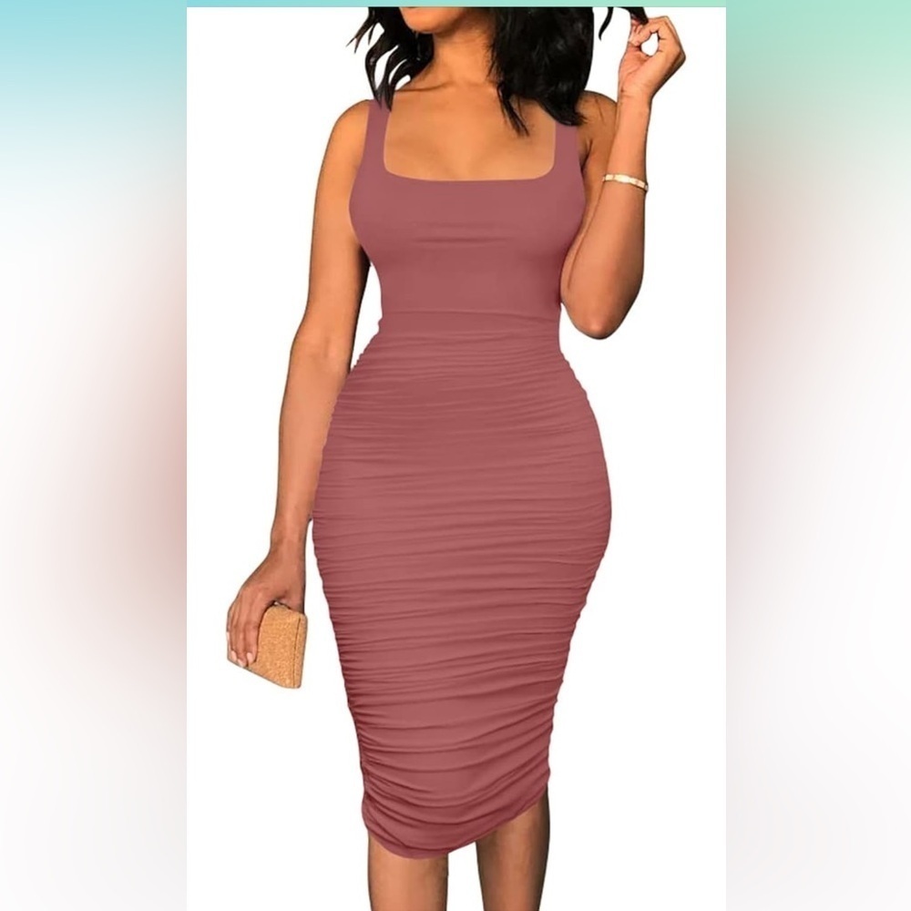 Sexy Tank Top Bodycon Ruched
Sleeveless Basic Midi Party Dress
8078
